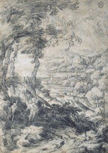 Landscape with Elijah and the Angel on Mount Horeb by Gaspard Dughet