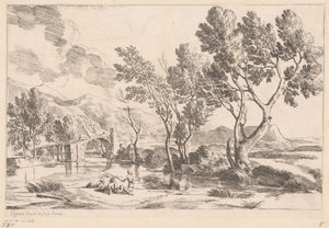 River Landscape with Bridge and Fishermen