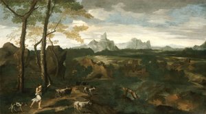 Landscape with a Herdsman and Goats by Gaspard Poussin Dughet