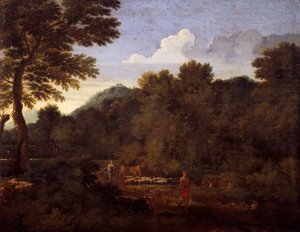 Landscape with flock of sheep