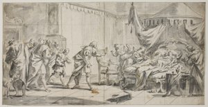A Couple Lying in a Bed While Others Hurry to the Spot by Gaspare Diziani
