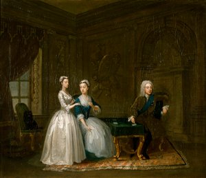 Portrait of John, 2nd Duke of Montagu, his Wife and their Younger Daughter, c1730