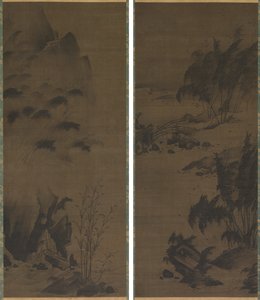 Bamboo in Rain; Bamboo in Wind by Genga
