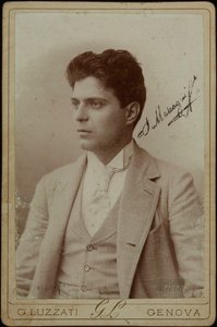 Portrait of the Composer Pietro Mascagni, c. 1890 by Genova . Photo studio Luzzati