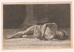 Christ After the Scourging (title on object: O Immense Piety Through Whom All Things Stand, Lest You Fall, He Lies Down So You May Rise, He Dies So You May Live) by Georg Andreas Wolfgang