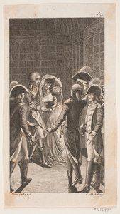 Illustration with Five Military Persons and a Lady by Georg Christian Schule