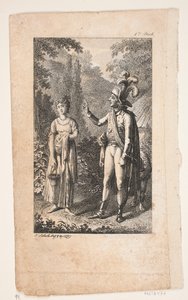 Illustration with Gentleman and Lady in Landscape by Georg Christian Schule