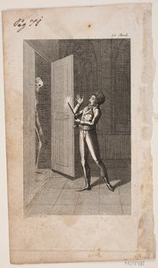 Illustration with Young Man and Skeleton