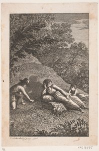 Reclining Woman with Boy and Girl in a Landscape by Georg Christian Schule
