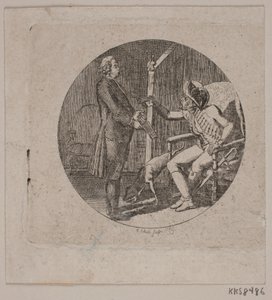 Vignette with Priest and Elderly Man