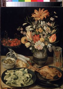 Still Life with Flowers and Snack