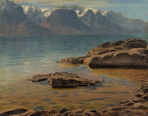 Lake Geneva near Vevey towards Evian by Georg Heinrich Crola