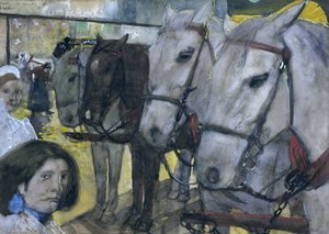 Horse Tram on the Dam of Amsterdam