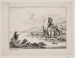 Mountain Landscape by a Lake by Georg Mathias Fuchs