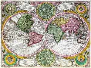 Map of the world and celestial planisphere by Georg Matthäus Seutter
