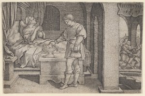 Tobiolus Makes a Propitiatory Sacrifice, from The Story of Tobias, 1543 by Georg Pencz