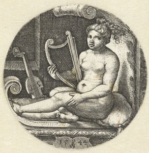 Seated Naked Woman with a Harp