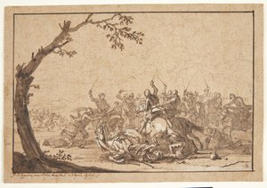 Cavalry Combat by Georg Philipp Rugendas