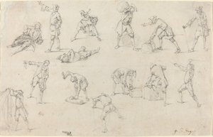 Studies of Soldiers in Camp by Georg Philipp Rugendas