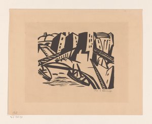 Boats at a Quay in the City by Georg Schrimpf (signed by artist)