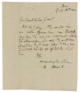 Autograph letter to Gebruder Ramann, Jena by Georg Wilhelm Friedrich Hegel