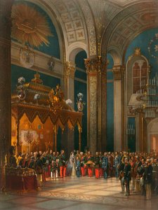 Homage of Cossack officers in the Throne Hall, coronation of Tsar Alexander II, Moscow