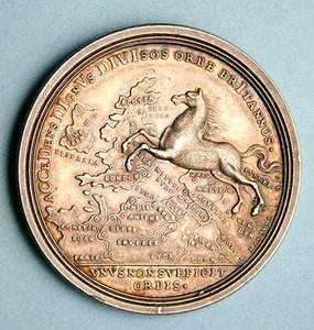 Medal commemorating the accession of George I by Georg Wilhelm Vestner