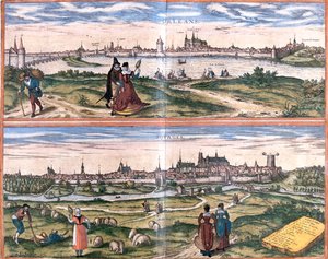 Orléans, Bourges, France by Georg and Hogenberg Franz (1535 90) Braun