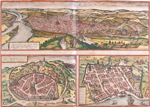 Rouen, Nimes, Bordeaux, France by Georg and Hogenberg Franz (1535 90) Braun