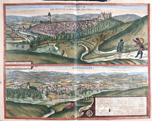 Eisenstadt and Mannersdorf am Leithagebirge, Austria by Georg Braun and Hogenberg Franz