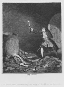 Abel Beechcroft discovering the body of the Miser in the cellar by George (after) Cruikshank