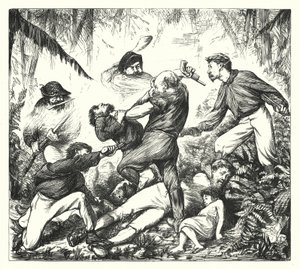 A Rifle Duel in Arkansas (engraving) by George (after) Du Maurier
