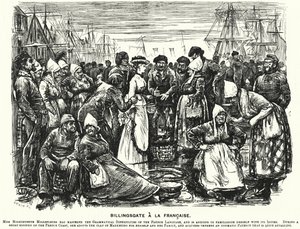 Punch cartoon: Billingsgate a la Francaise (engraving) by George (after) Du Maurier