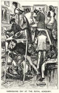 Punch Cartoon: Varnishing Day at the Royal Academy by George (after) Du Maurier