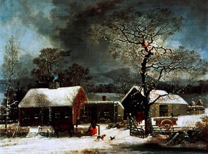Winter Scene in New Haven, c.1858 by George (after) Durrie