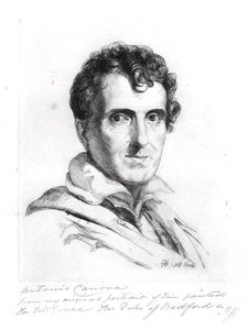 Portrait of Antonio Canova (1757-1822) 1817 (engraving) by George (after) Hayter