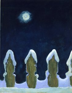 Moonlit Snowy Fence, 1970s by George Adamson