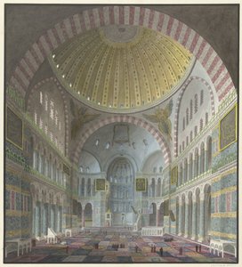 Interior of the Aya Sophia with Kneeling and Standing Turks by George Antoine Prosper Marilhat