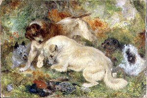 Terriers and Rabbits in a Wood by George Armfield