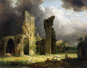 Glastonbury Abbey with the Tor beyond by George Arnald