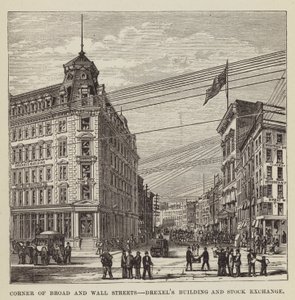 Corner of Broad and Wall Streets, Drexels Building and Stock Exchange
