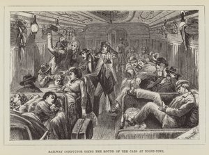 Railway Conductor Going the Round of the Cars at Night-time by George Augustus Sala