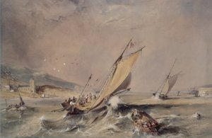 Coast Scene: Boats at the Entrance to a Harbour by George Balmer