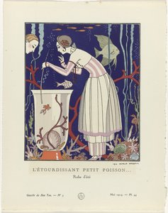 Gazette du Bon Ton, 1914 - No. 5, Pl. 44: The Dazzling Little Fish / Summer Dress by George Barbier