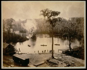Stern-Wheeler Arriving at Silver Springs, Florida, after an Overnight Run up the St. Johns, Oklawaha, & Silver Rivers by George Barker