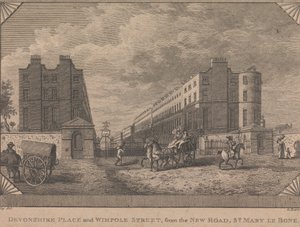 Devonshire Place and Wimpole Street, from the New Road, St. Mary le Bone