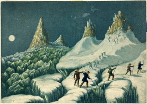 Leaving the Grands Mulets, from Ascent of Mont Blanc by George Baxter