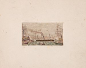 Needle-box Print: The Royal Fleet in Kilkenny Bay by George Baxter