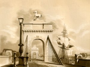 Norfolk Bridge, New Shoreham, 1835 by George Baxter