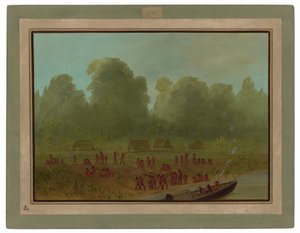 A Mayoruna Village by George Catlin